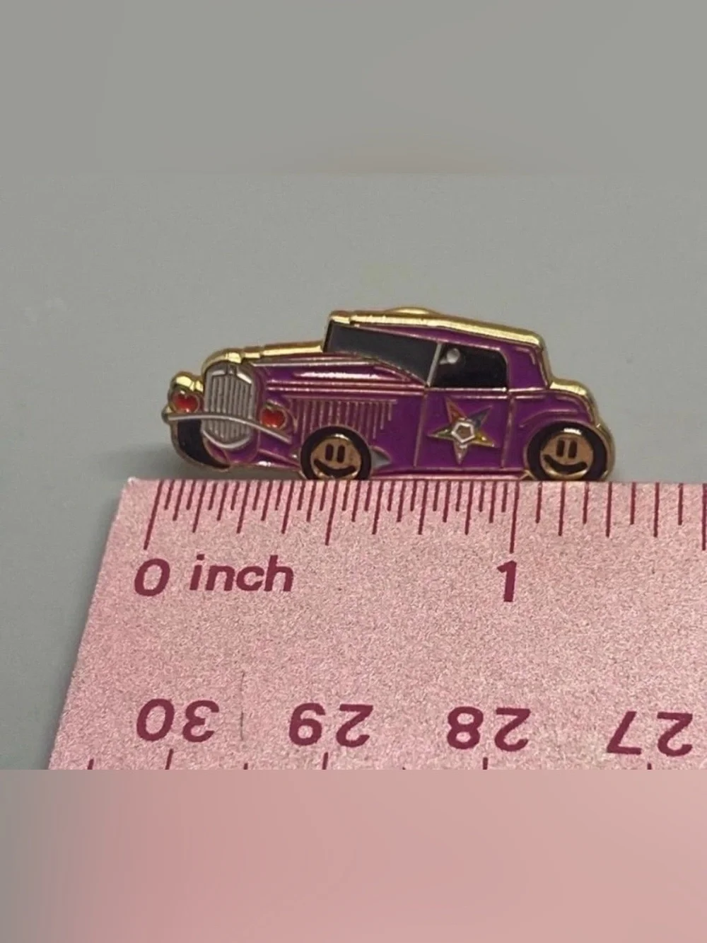 Vintage Enamel Order Eastern Star Pink Car Pin #6209